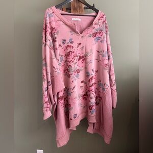 Free People / Floral VERY Oversized Sweatshirt
